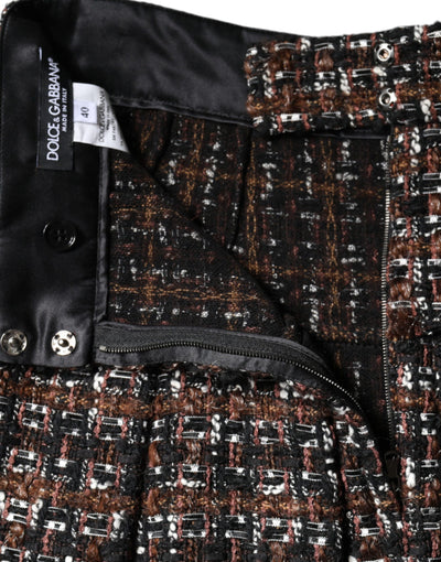 Dolce &amp; Gabbana Multicolor Hoge Taille Tartan Tweed A-lijn Minirok