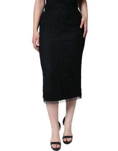 Dolce &amp; Gabbana zwarte midi-rok van maagdelijke wol