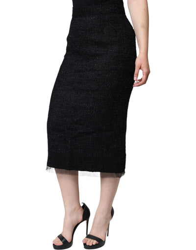 Dolce &amp; Gabbana zwarte midi-rok van maagdelijke wol