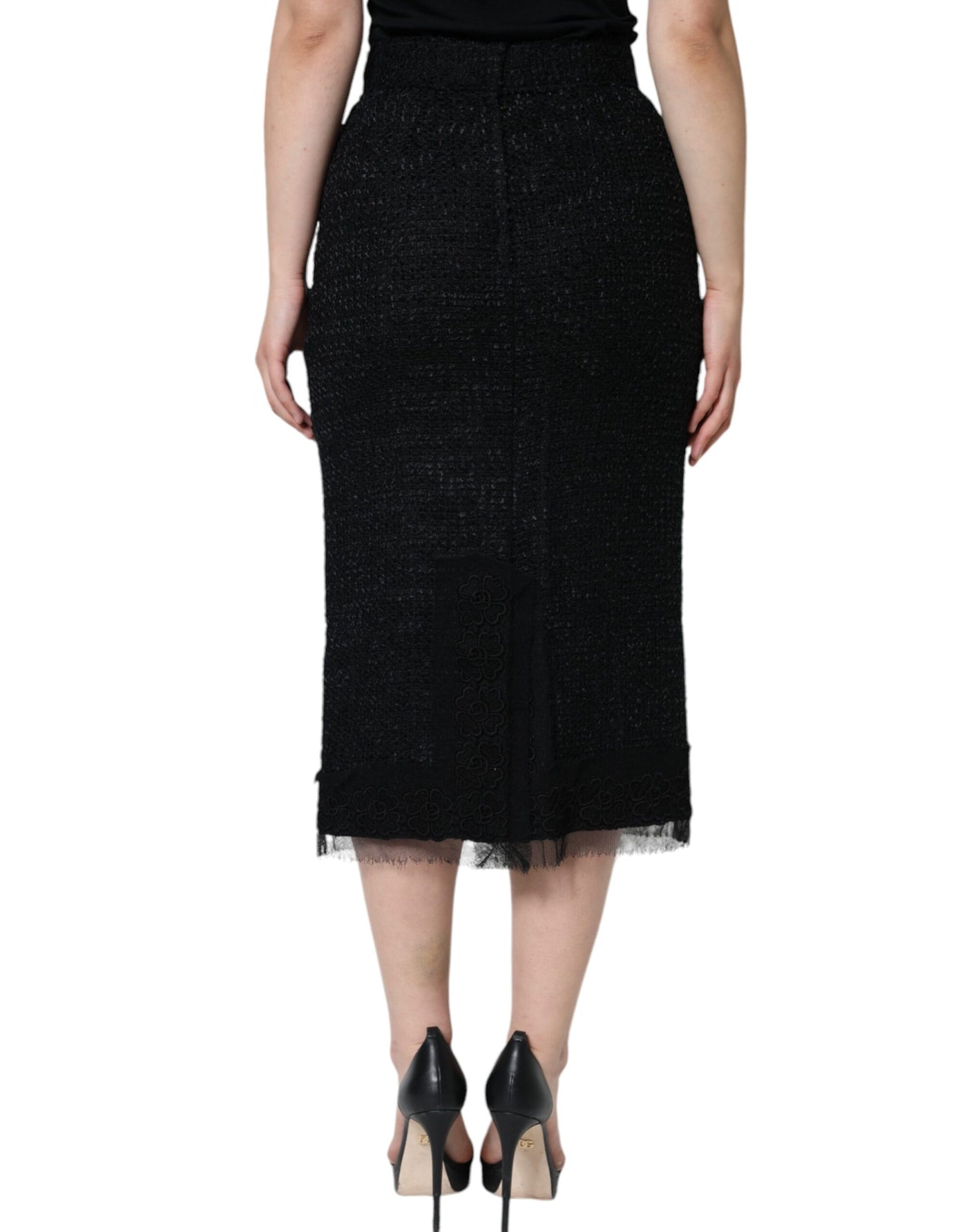 Dolce &amp; Gabbana zwarte midi-rok van maagdelijke wol