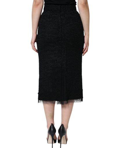Dolce &amp; Gabbana zwarte midi-rok van maagdelijke wol