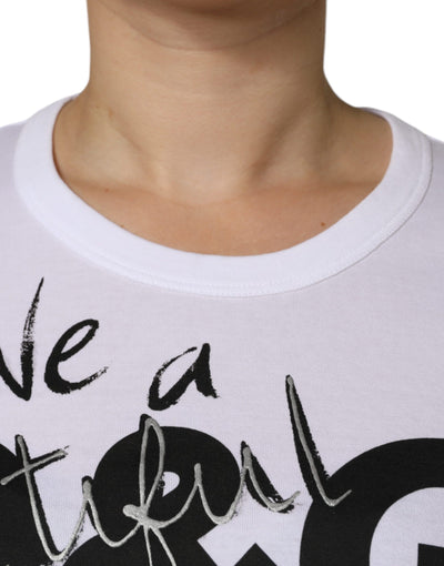 Dolce &amp; Gabbana Wit Katoenen T-shirt met Ronde Hals en Logoprint