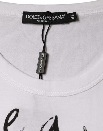 Dolce &amp; Gabbana Wit Katoenen T-shirt met Ronde Hals en Logoprint