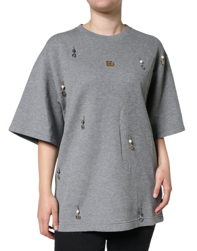 Dolce &amp; Gabbana grijs katoenen T-shirt met versieringen