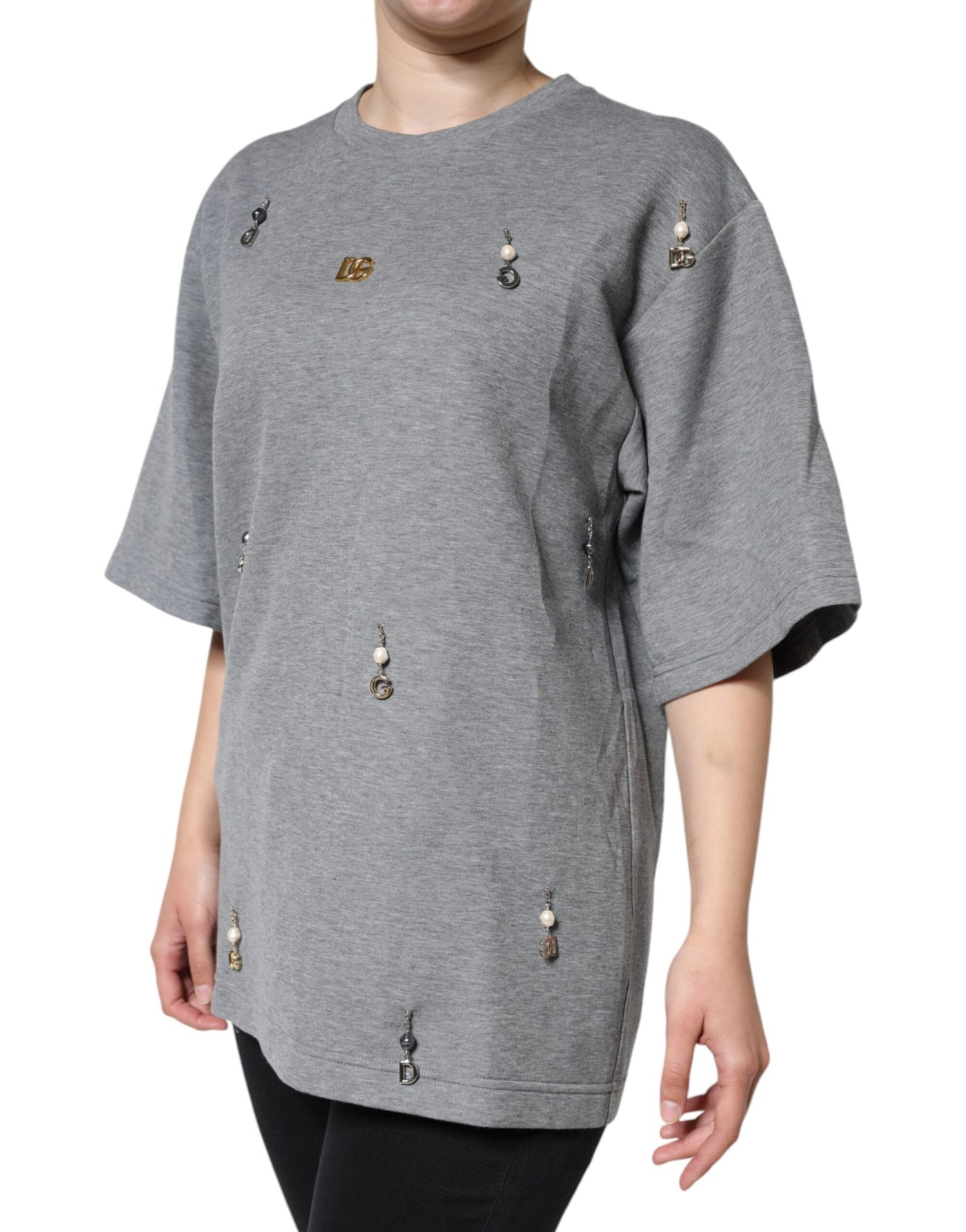 Dolce &amp; Gabbana grijs katoenen T-shirt met versieringen