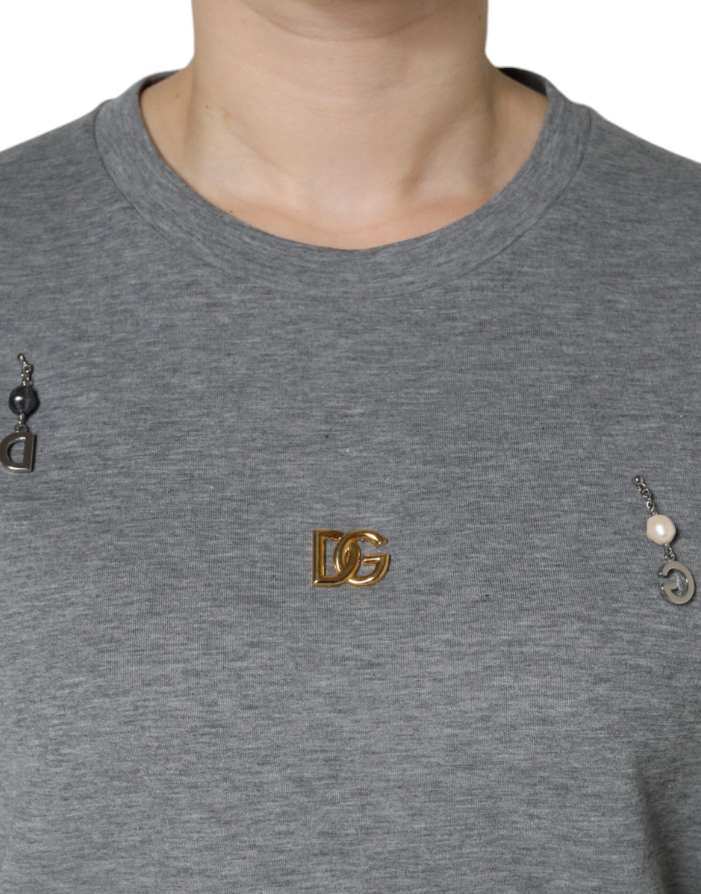 Dolce &amp; Gabbana grijs katoenen T-shirt met versieringen