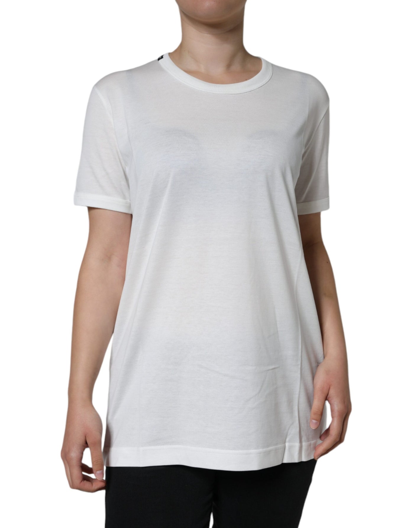 Dolce &amp; Gabbana Wit Katoenen T-shirt met Ronde Hals en Korte Mouwen