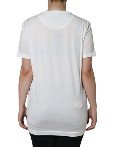 Dolce &amp; Gabbana Wit Katoenen T-shirt met Ronde Hals en Korte Mouwen