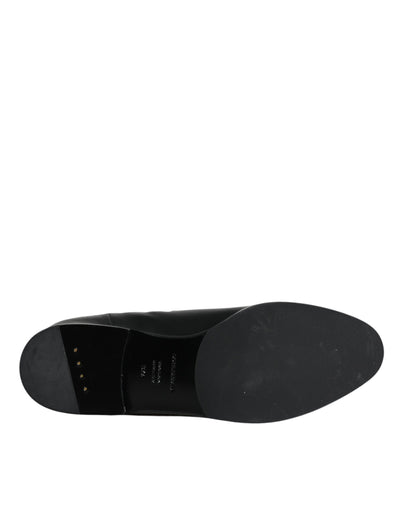 Bottes mi-mollet en cuir noir avec logo Dolce &amp; Gabbana