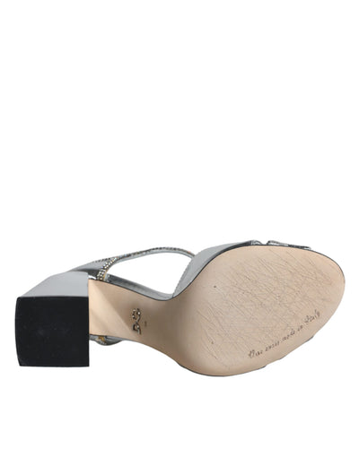 Dolce &amp; Gabbana Zilveren Leren T-band Hakken Sandalen Schoenen