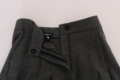 Mini-short taille haute en laine grise Dolce &amp; Gabbana