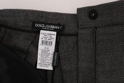 Mini-short taille haute en laine grise Dolce &amp; Gabbana