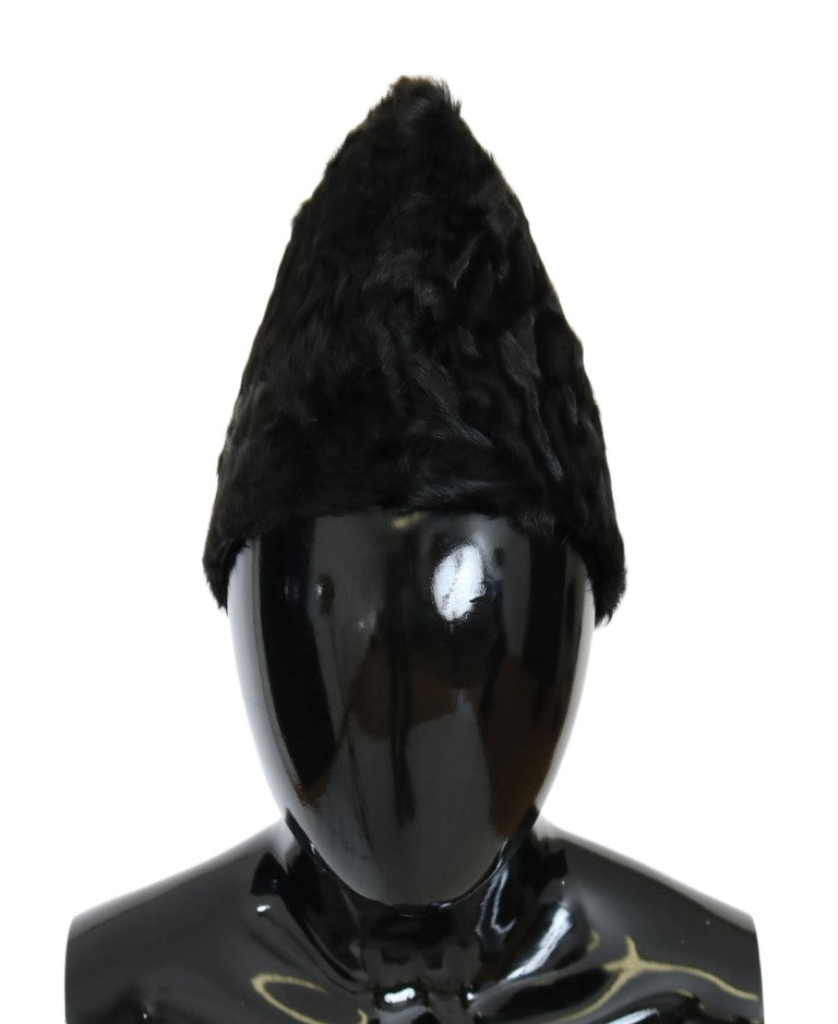 Bonnet en fourrure d'agneau Xiangao noir Dolce &amp; Gabbana
