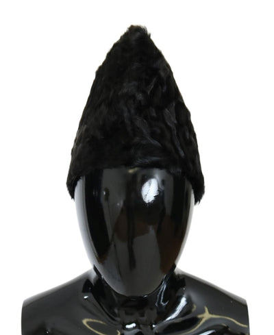 Bonnet en fourrure d'agneau Xiangao noir Dolce &amp; Gabbana