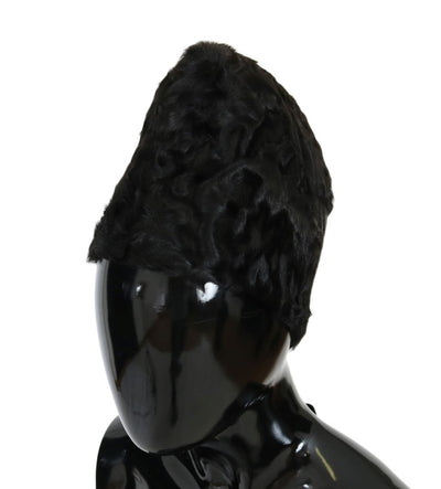 Bonnet en fourrure d'agneau Xiangao noir Dolce &amp; Gabbana