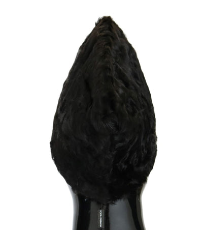Bonnet en fourrure d'agneau Xiangao noir Dolce &amp; Gabbana