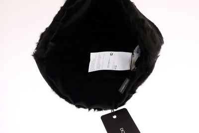 Bonnet en fourrure d'agneau Xiangao noir Dolce &amp; Gabbana