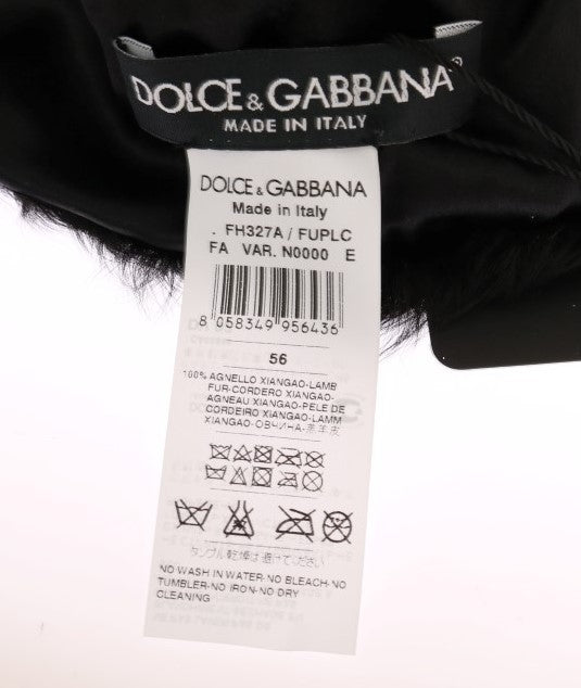 Bonnet en fourrure d'agneau Xiangao noir Dolce &amp; Gabbana