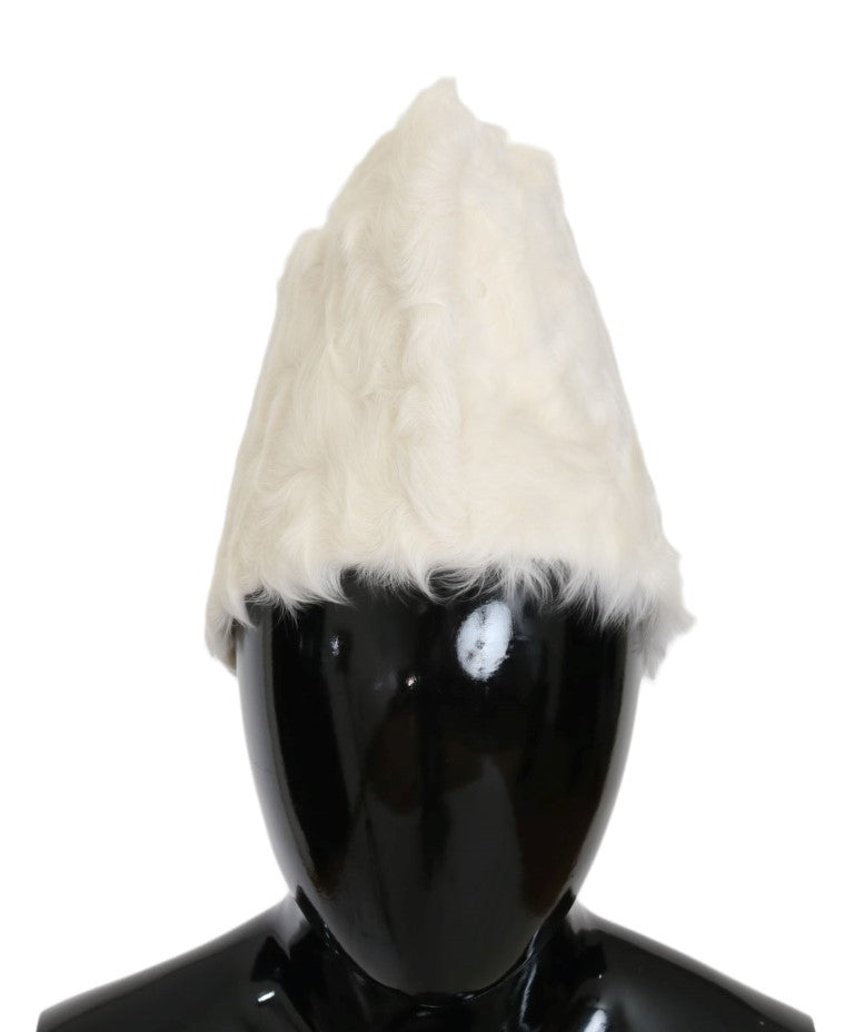 Bonnet en fourrure d'agneau Xiangao blanc Dolce &amp; Gabbana