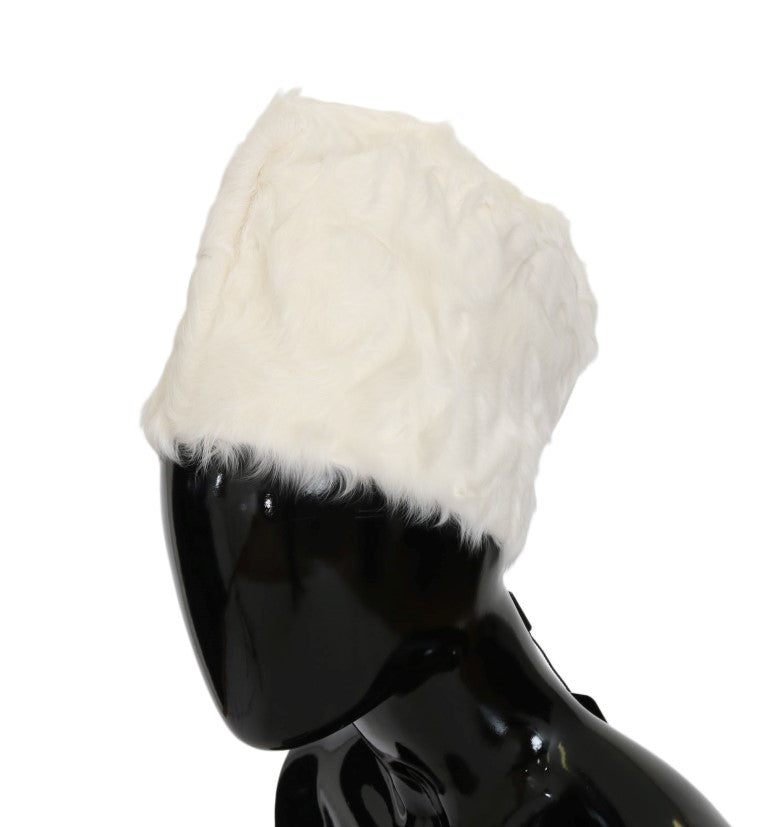 Bonnet en fourrure d'agneau Xiangao blanc Dolce &amp; Gabbana