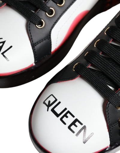 Dolce &amp; Gabbana witte rode kristallen leren Portofino sneakers