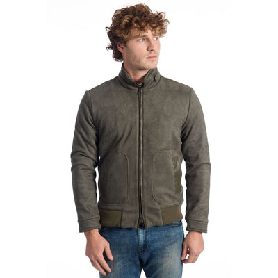 Veste en cuir écologique verte de luxe pour homme de Roberto Pepe