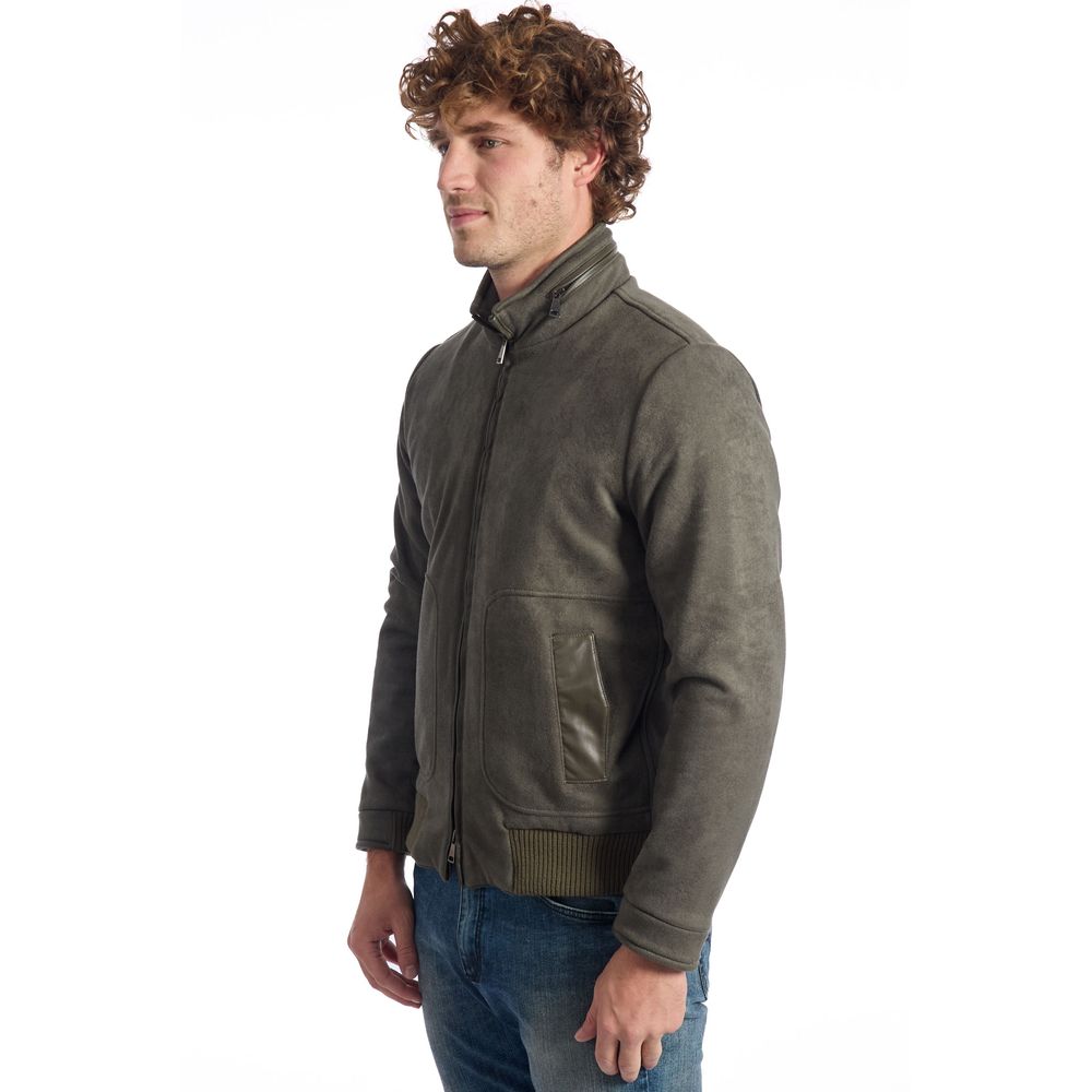 Veste en cuir écologique verte de luxe pour homme de Roberto Pepe