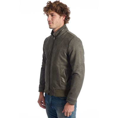Veste en cuir écologique verte de luxe pour homme de Roberto Pepe