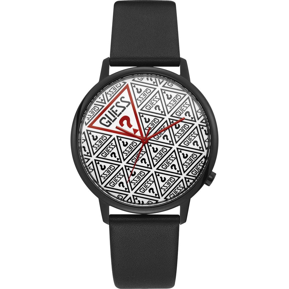 Montre Guess en cuir noir