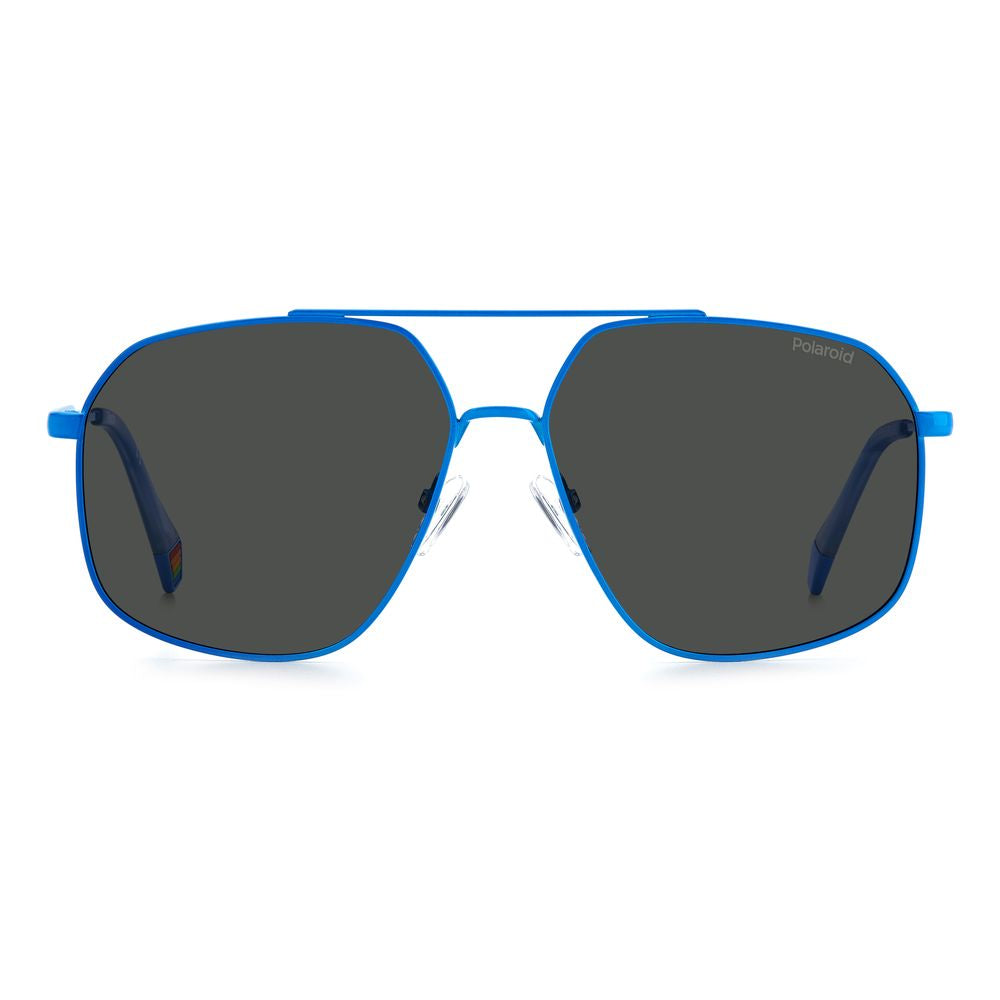 Lunettes de soleil Polaroid bleues en acier inoxydable