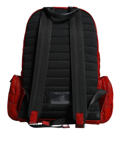 Sac à dos Dolce &amp; Gabbana en cuir verni rouge avec plaque logo