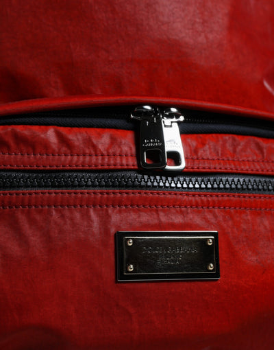 Sac à dos Dolce &amp; Gabbana en cuir verni rouge avec plaque logo