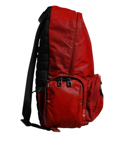 Sac à dos Dolce &amp; Gabbana en cuir verni rouge avec plaque logo