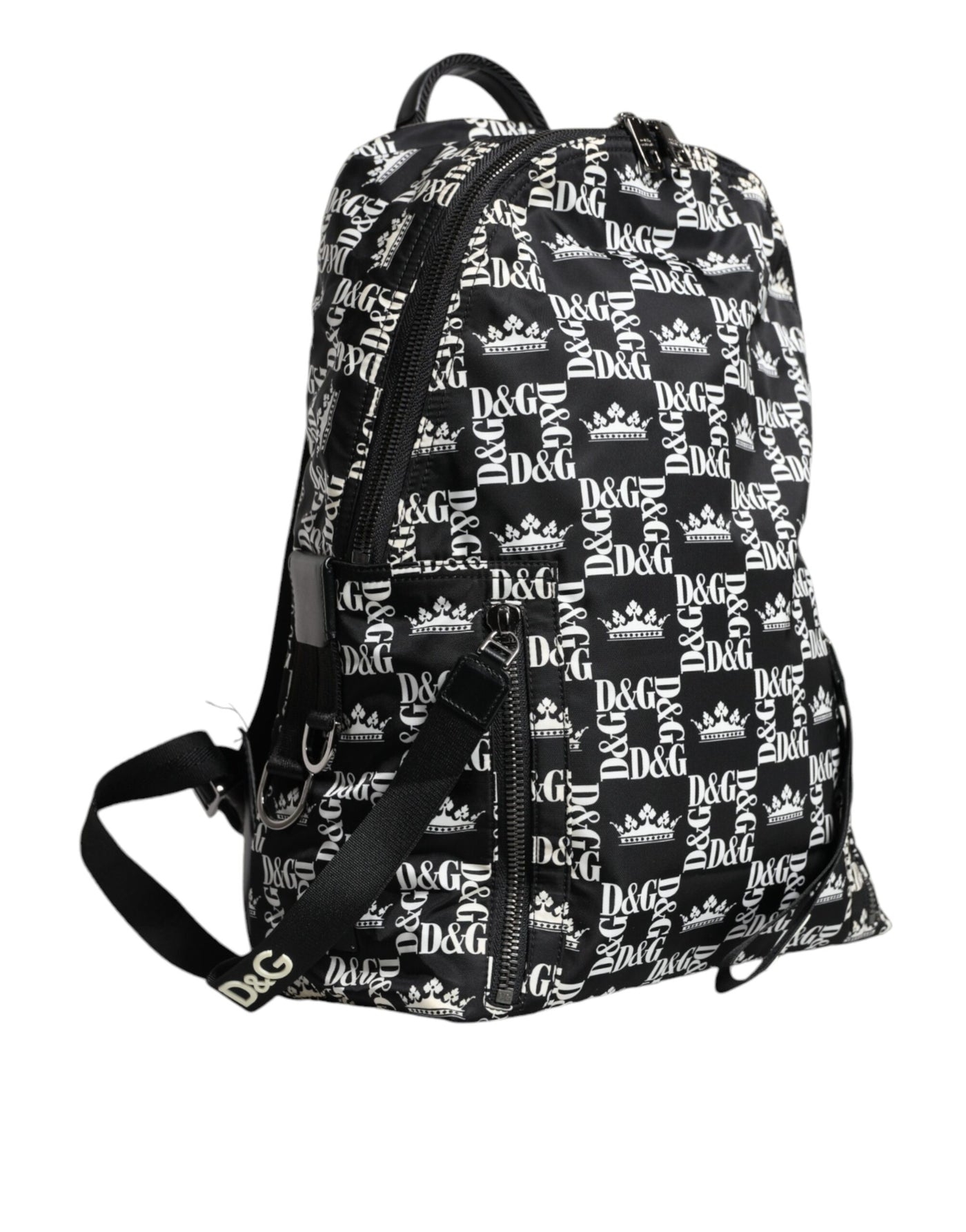 Sac à dos Dolce &amp; Gabbana en nylon noir et blanc avec logo DG Crown