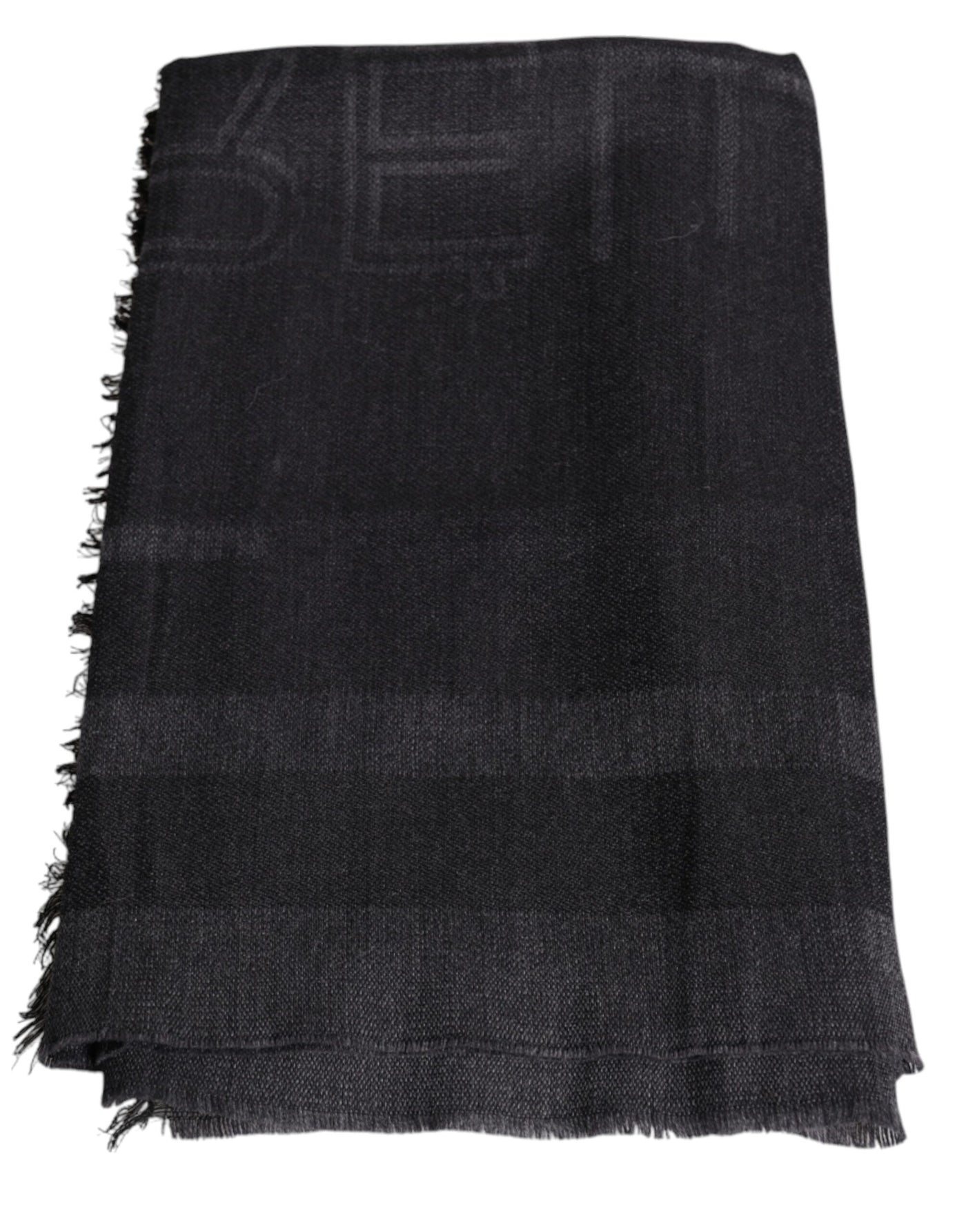 GF Ferre Donkergrijze wollen viscose foulard sjaal met patroon