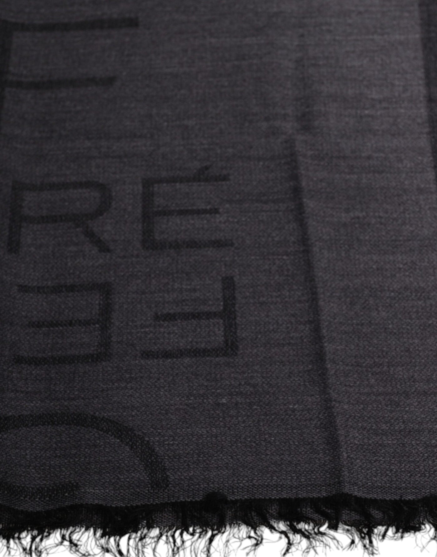 GF Ferre Donkergrijze wollen viscose foulard sjaal met patroon