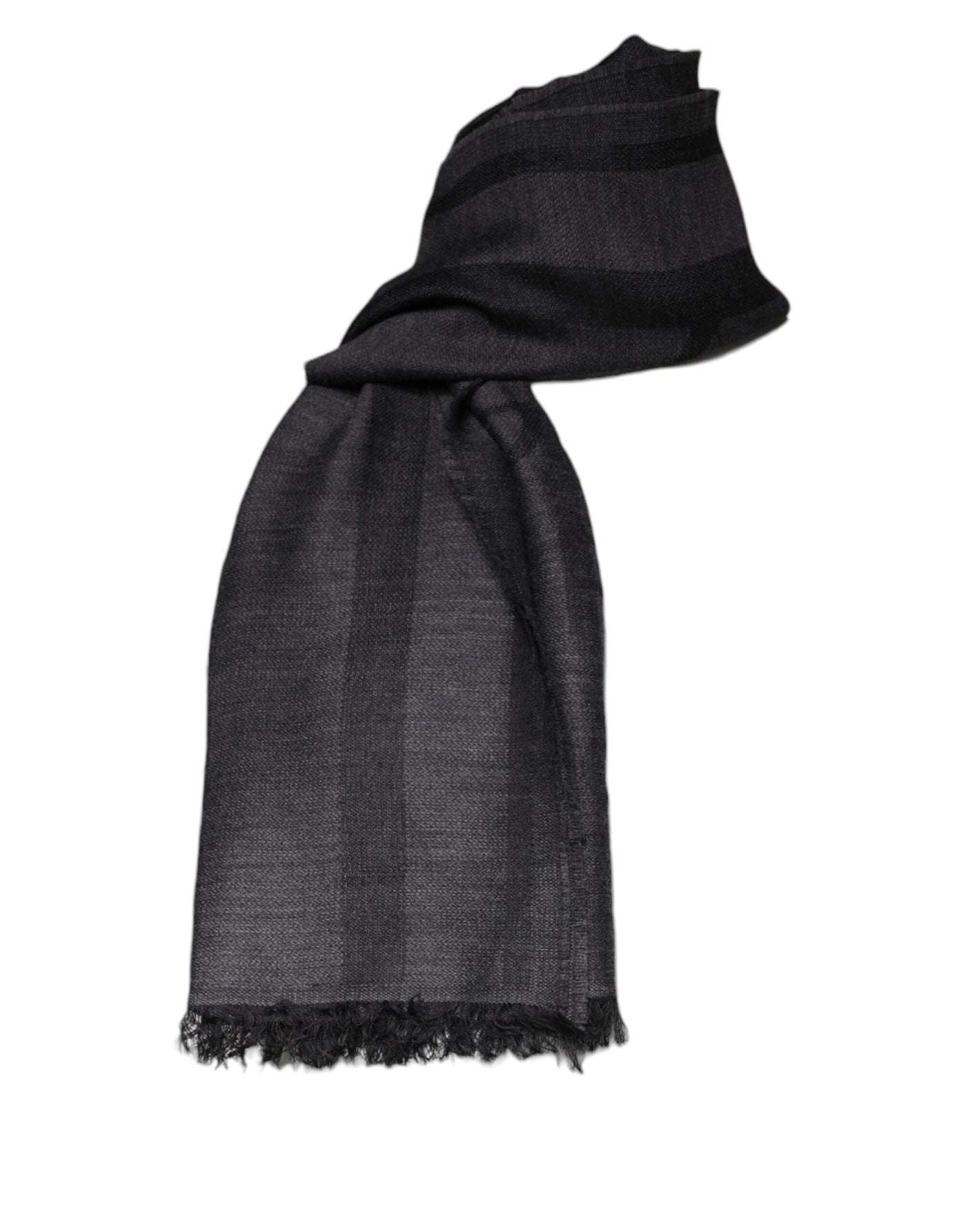 GF Ferre Donkergrijze wollen viscose foulard sjaal met patroon
