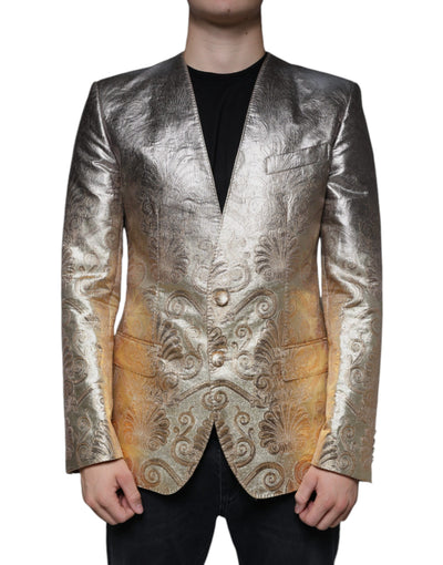 Blazer simple boutonnage en jacquard doré Dolce &amp; Gabbana