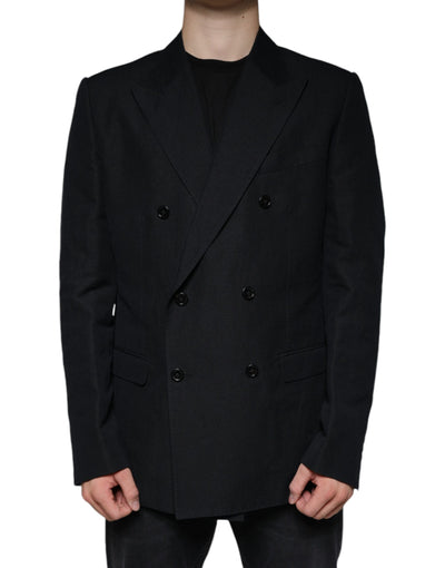 Blazer croisé en lin noir Dolce &amp; Gabbana