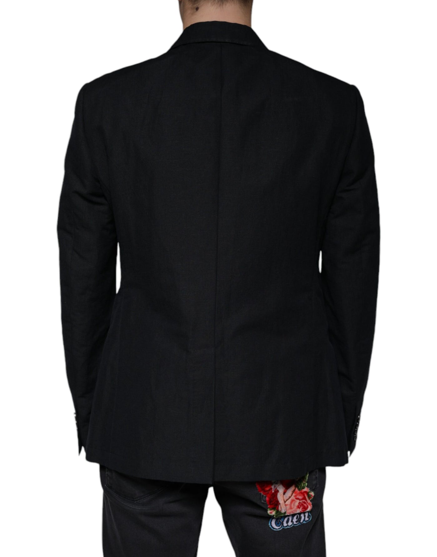 Blazer croisé en lin noir Dolce &amp; Gabbana