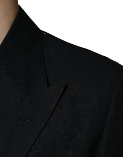 Blazer croisé en lin noir Dolce &amp; Gabbana