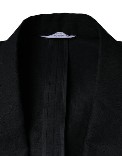 Blazer croisé en lin noir Dolce &amp; Gabbana
