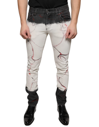 Jean skinny imprimé noir et blanc Dolce &amp; Gabbana pour homme