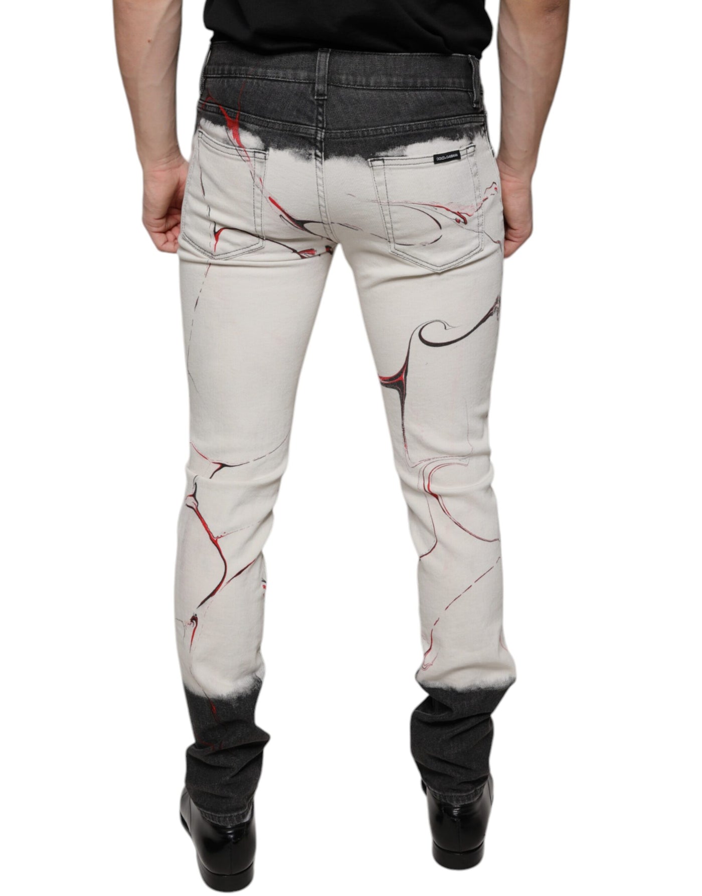 Jean skinny imprimé noir et blanc Dolce &amp; Gabbana pour homme