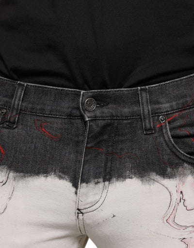 Jean skinny imprimé noir et blanc Dolce &amp; Gabbana pour homme
