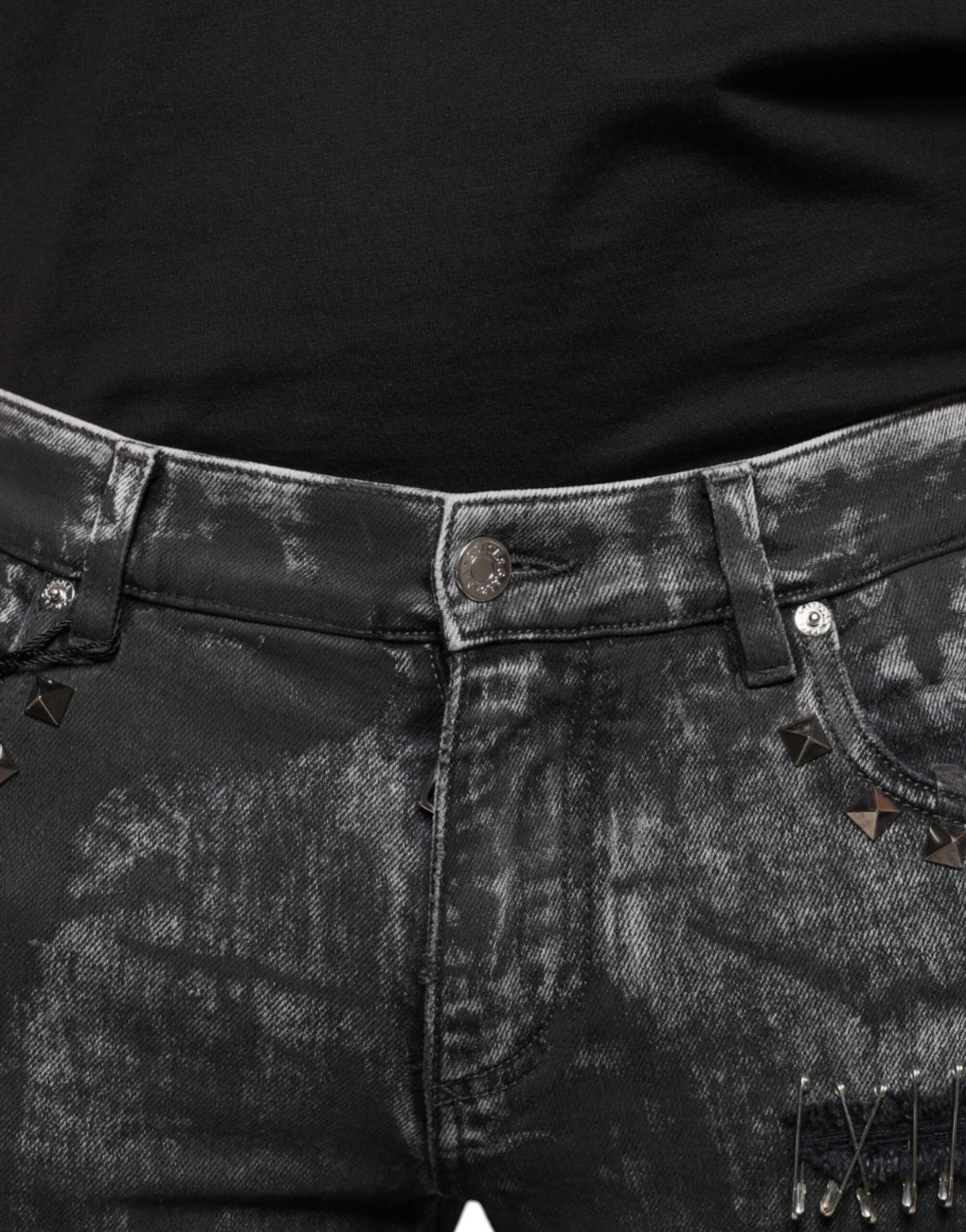 Dolce &amp; Gabbana Zwarte Versierde Katoenen Skinny Denim Jeans