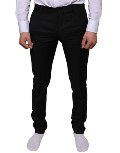 Pantalon habillé skinny en laine noire Dolce &amp; Gabbana