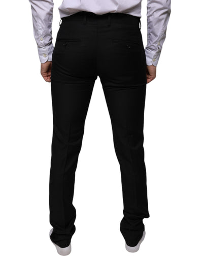 Pantalon habillé skinny en laine noire Dolce &amp; Gabbana