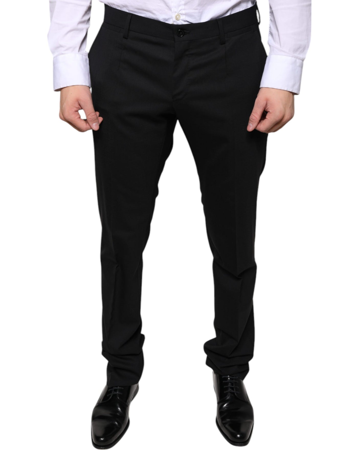 Dolce &amp; Gabbana Zwarte Wollen Skinny Jurk Formele Broek