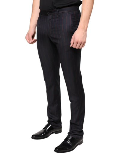 Dolce &amp; Gabbana Zwarte Gestreepte Skinny Heren Broek